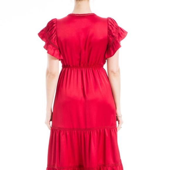 Size Large Max Studio London Flutter Sleeve Satin Midi Dress - NWT! - Picture 5 of 11